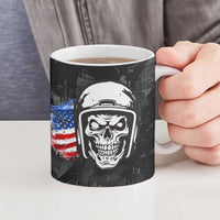 Custom American Flag Skull Motocross Ceramic Mug - Wonder Print Shop