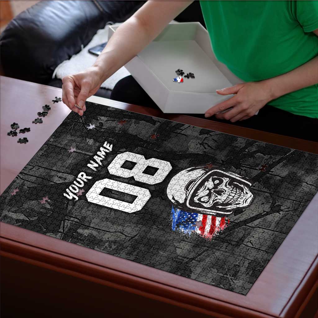 Custom American Flag Skull Motocross Puzzle - Wonder Print Shop