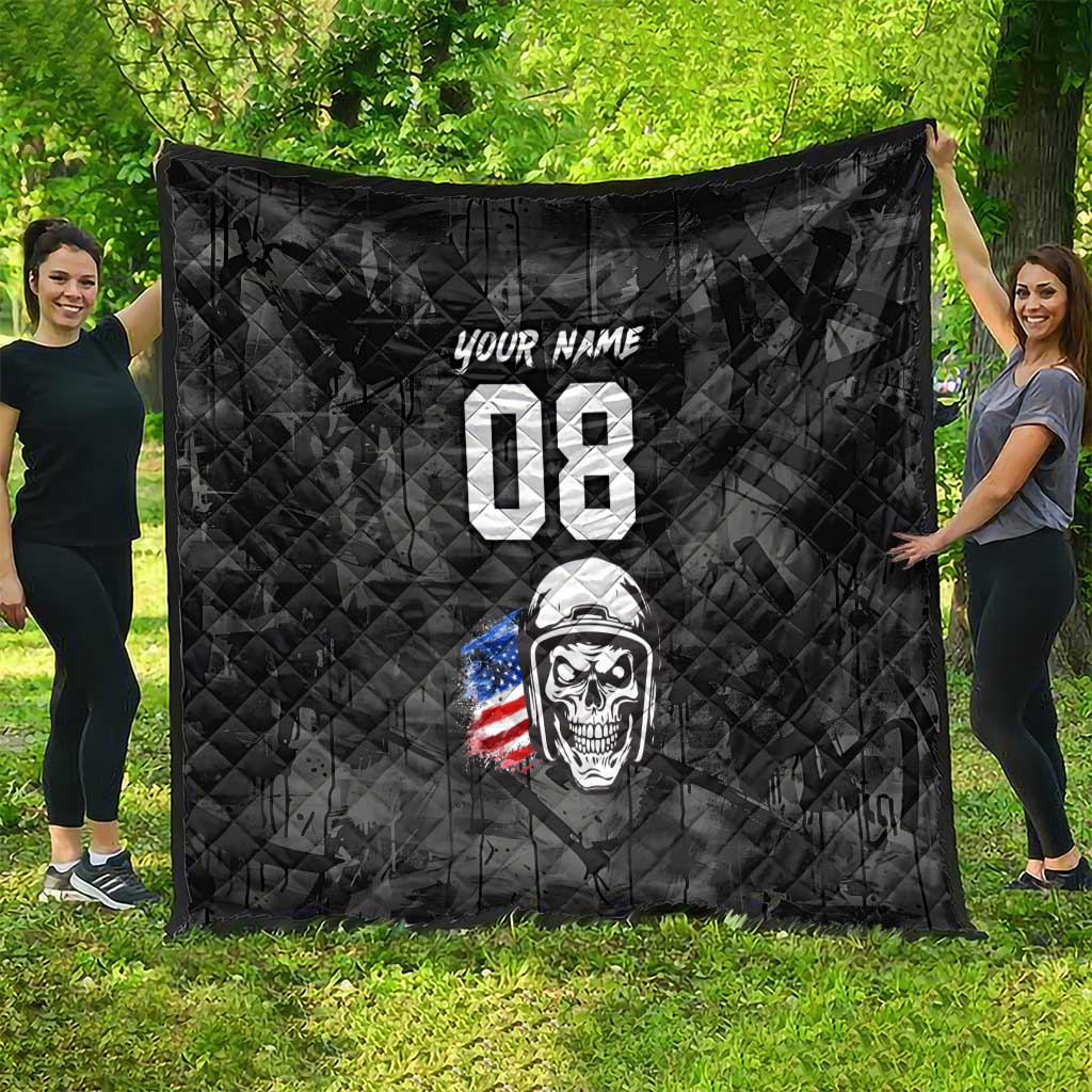 Custom American Flag Skull Motocross Quilt - Wonder Print Shop