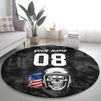 Custom American Flag Skull Motocross Round Carpet - Wonder Print Shop