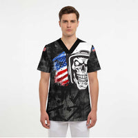 Custom American Flag Skull Motocross Scrub Top - Wonder Print Shop