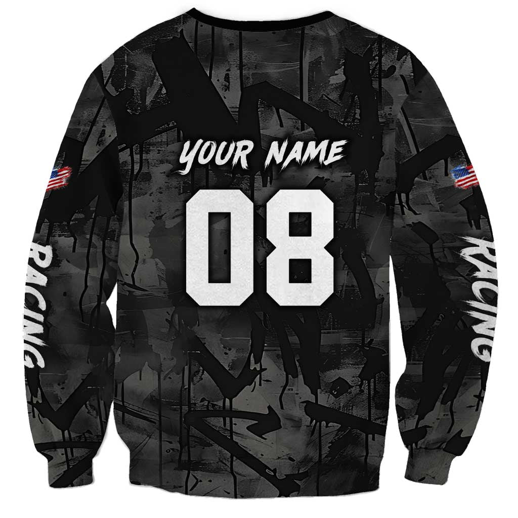 Custom American Flag Skull Motocross Sweatshirt - Wonder Print Shop