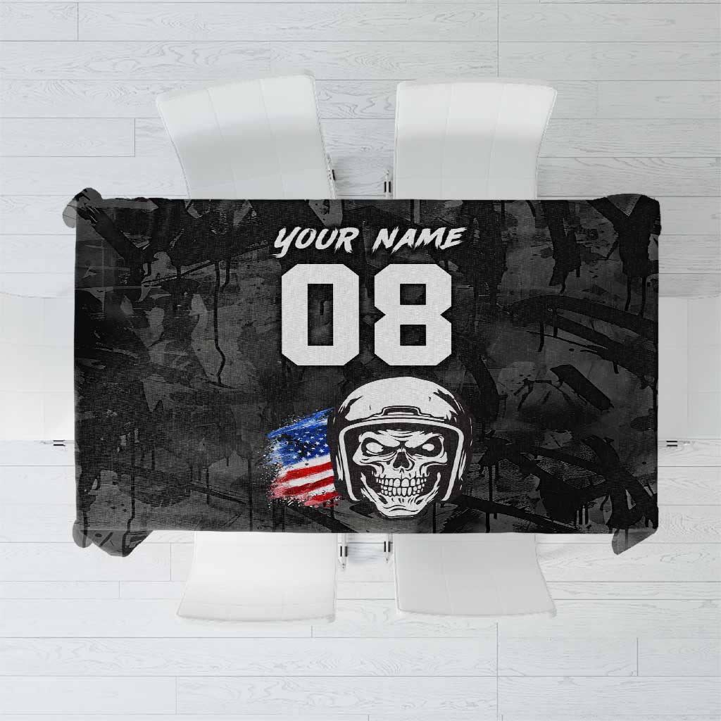 Custom American Flag Skull Motocross Tablecloth - Wonder Print Shop
