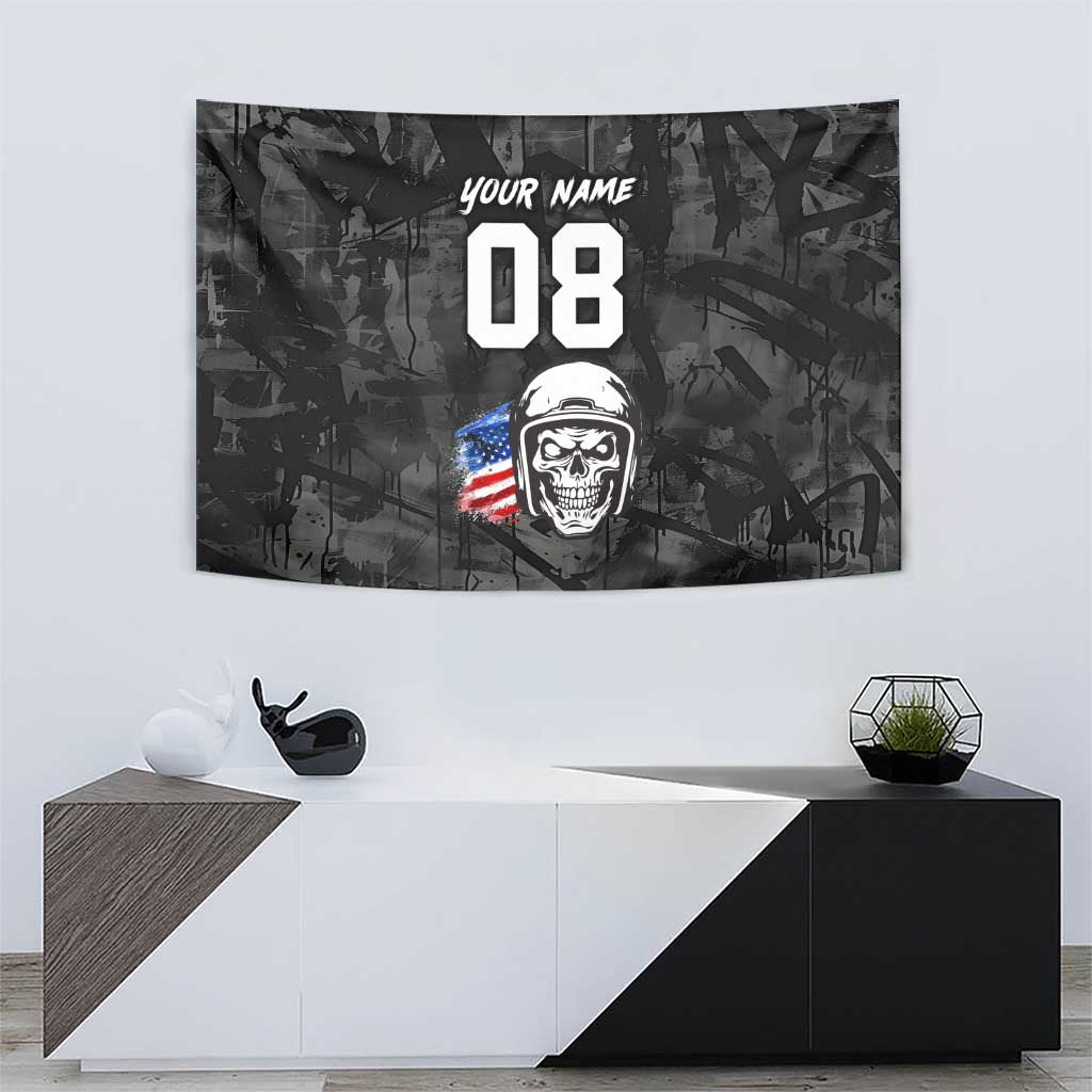 Custom American Flag Skull Motocross Tapestry - Wonder Print Shop