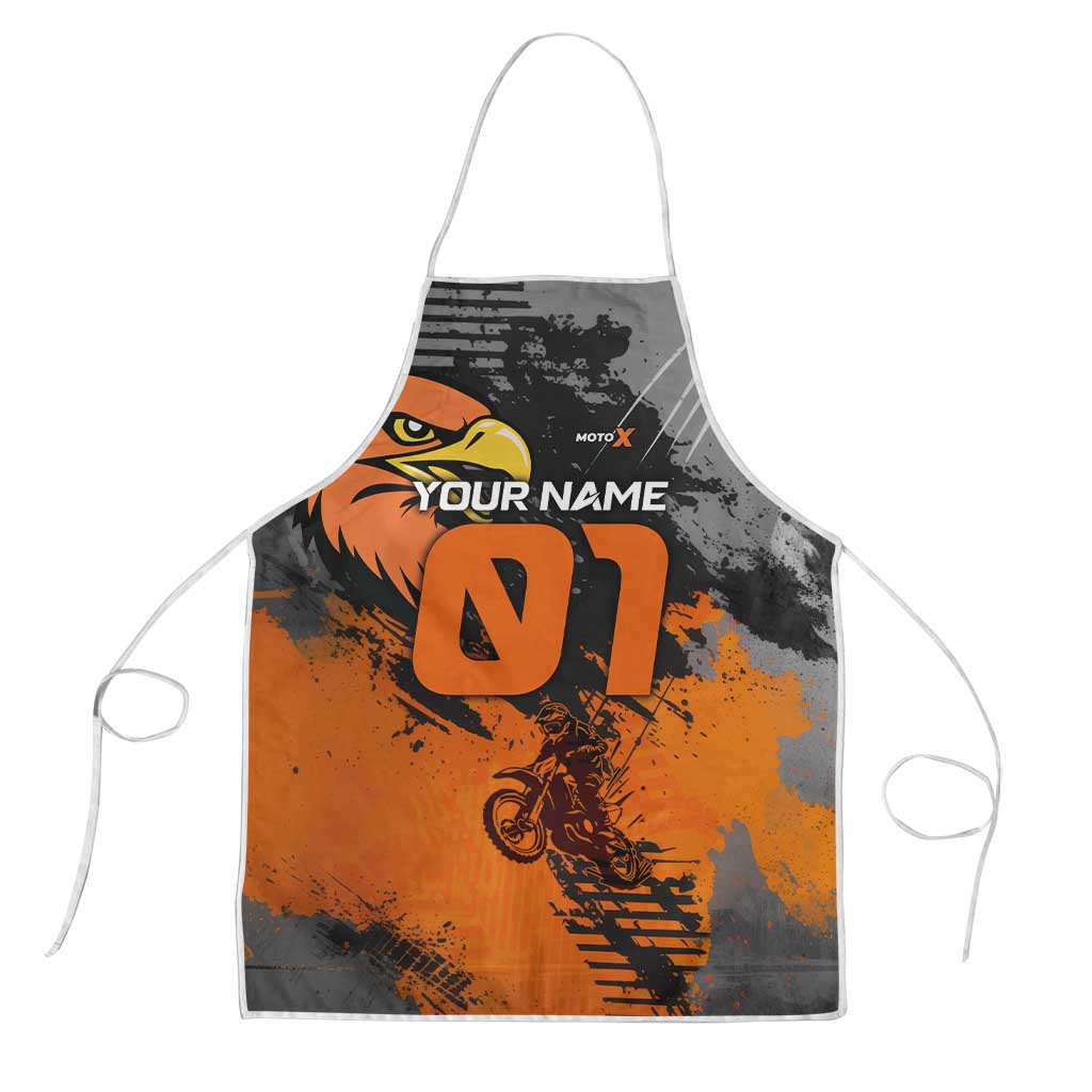 Custom MotoX Eagle Strike Motocross Apron with Rider Silhouette and Orange Grunge Design - Wonder Print Shop