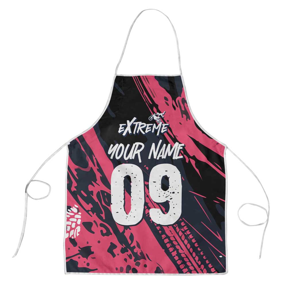 Custom Extreme Motocross Pink Apron with Bold Tire Track Graphics - Wonder Print Shop