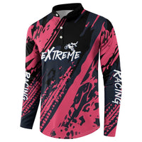 Custom Extreme Motocross Pink Button Sweatshirt with Bold Tire Track Graphics - Wonder Print Shop