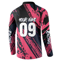 Custom Extreme Motocross Pink Button Sweatshirt with Bold Tire Track Graphics - Wonder Print Shop