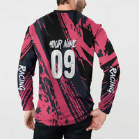 Custom Extreme Motocross Pink Button Sweatshirt with Bold Tire Track Graphics - Wonder Print Shop