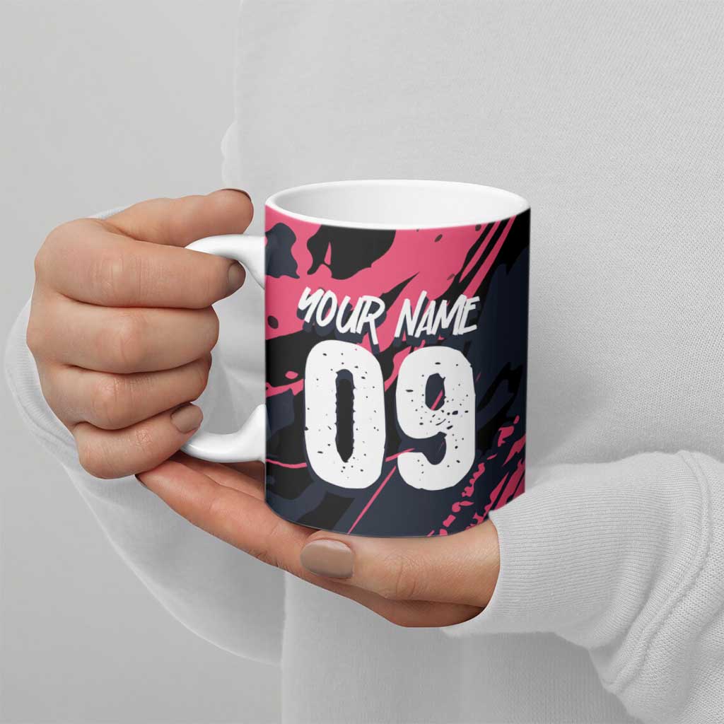 Custom Extreme Motocross Pink Ceramic Mug with Bold Tire Track Graphics - Wonder Print Shop