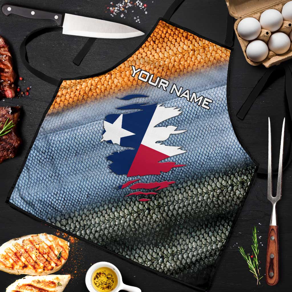 Custom Texas Flag Apron with Ripped Effect and Fish Scale Pattern - Wonder Print Shop