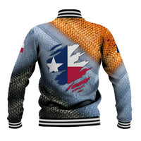 Custom Texas Flag Baseball Jacket with Ripped Effect and Fish Scale Pattern - Wonder Print Shop