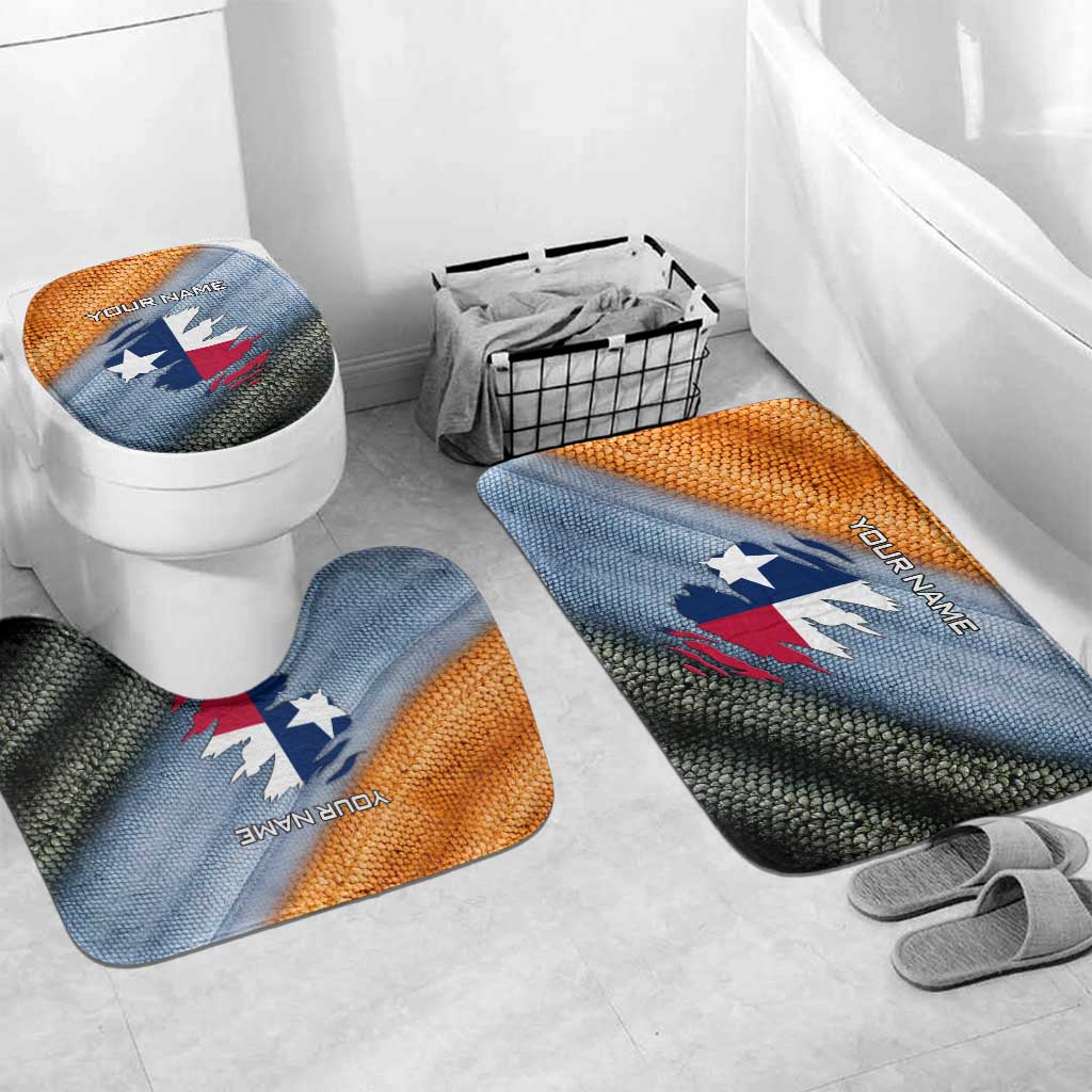 Custom Texas Flag Bathroom Set with Ripped Effect and Fish Scale Pattern - Wonder Print Shop