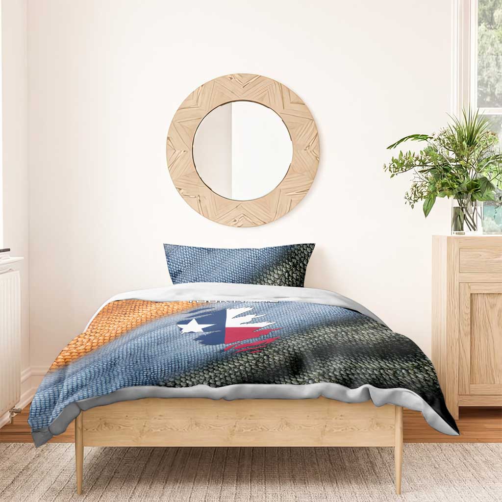 Custom Texas Flag Bedding Set with Ripped Effect and Fish Scale Pattern - Wonder Print Shop
