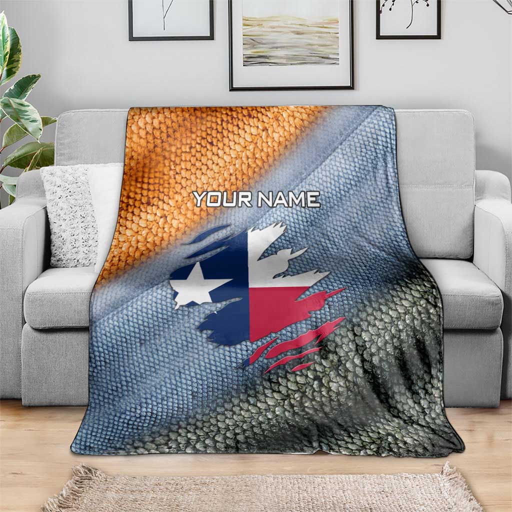 Custom Texas Flag Blanket with Ripped Effect and Fish Scale Pattern - Wonder Print Shop