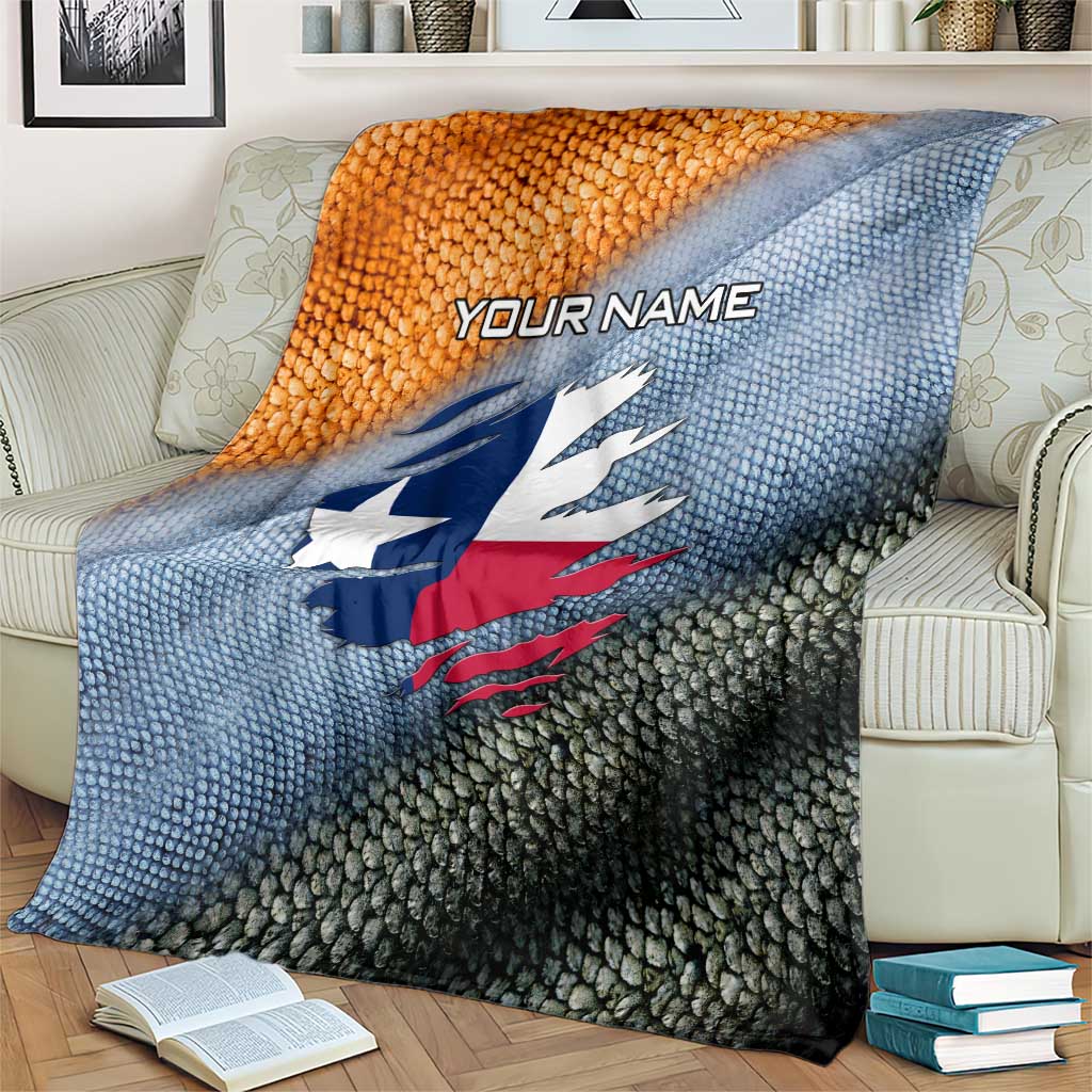Custom Texas Flag Blanket with Ripped Effect and Fish Scale Pattern - Wonder Print Shop
