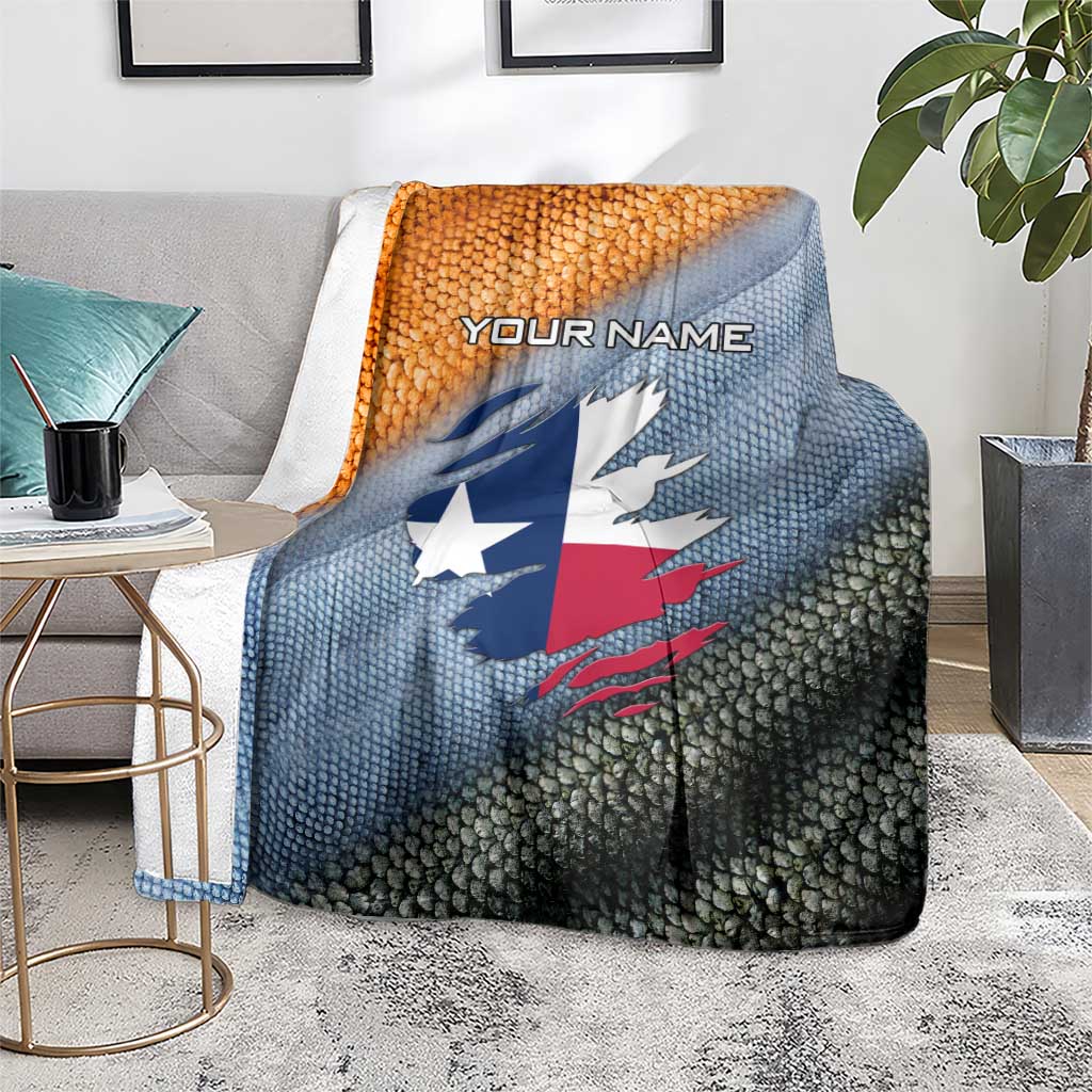 Custom Texas Flag Blanket with Ripped Effect and Fish Scale Pattern - Wonder Print Shop