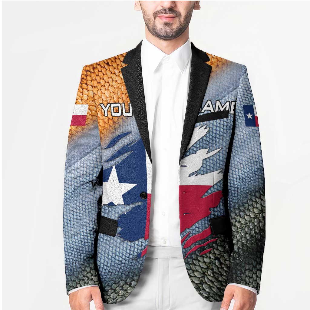 Custom Texas Flag Blazer with Ripped Effect and Fish Scale Pattern - Wonder Print Shop