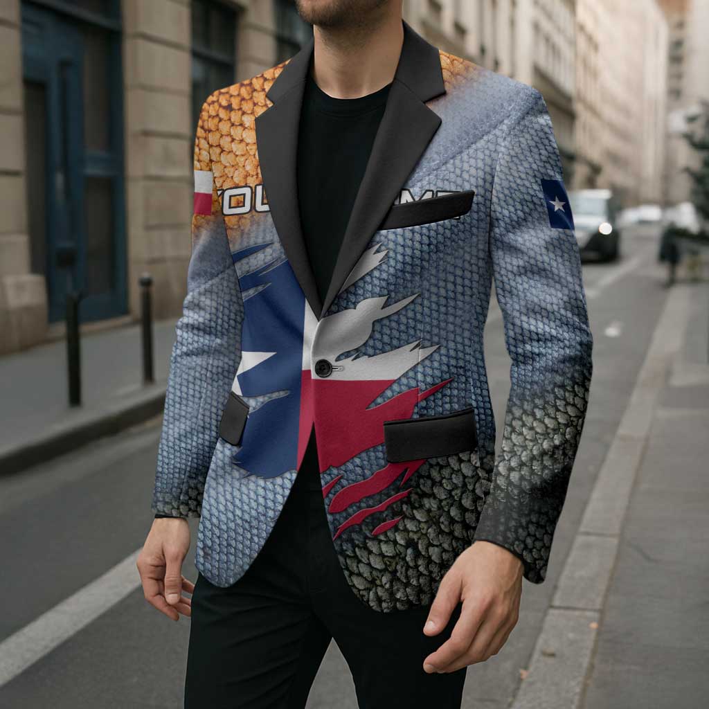 Custom Texas Flag Blazer with Ripped Effect and Fish Scale Pattern - Wonder Print Shop