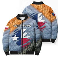 Custom Texas Flag Bomber Puffer Jacket with Ripped Effect and Fish Scale Pattern - Wonder Print Shop