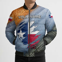 Custom Texas Flag Bomber Puffer Jacket with Ripped Effect and Fish Scale Pattern - Wonder Print Shop