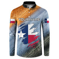 Custom Texas Flag Button Sweatshirt with Ripped Effect and Fish Scale Pattern - Wonder Print Shop