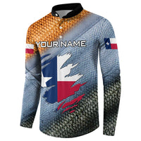 Custom Texas Flag Button Sweatshirt with Ripped Effect and Fish Scale Pattern - Wonder Print Shop