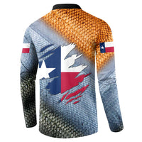 Custom Texas Flag Button Sweatshirt with Ripped Effect and Fish Scale Pattern - Wonder Print Shop