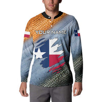 Custom Texas Flag Button Sweatshirt with Ripped Effect and Fish Scale Pattern - Wonder Print Shop