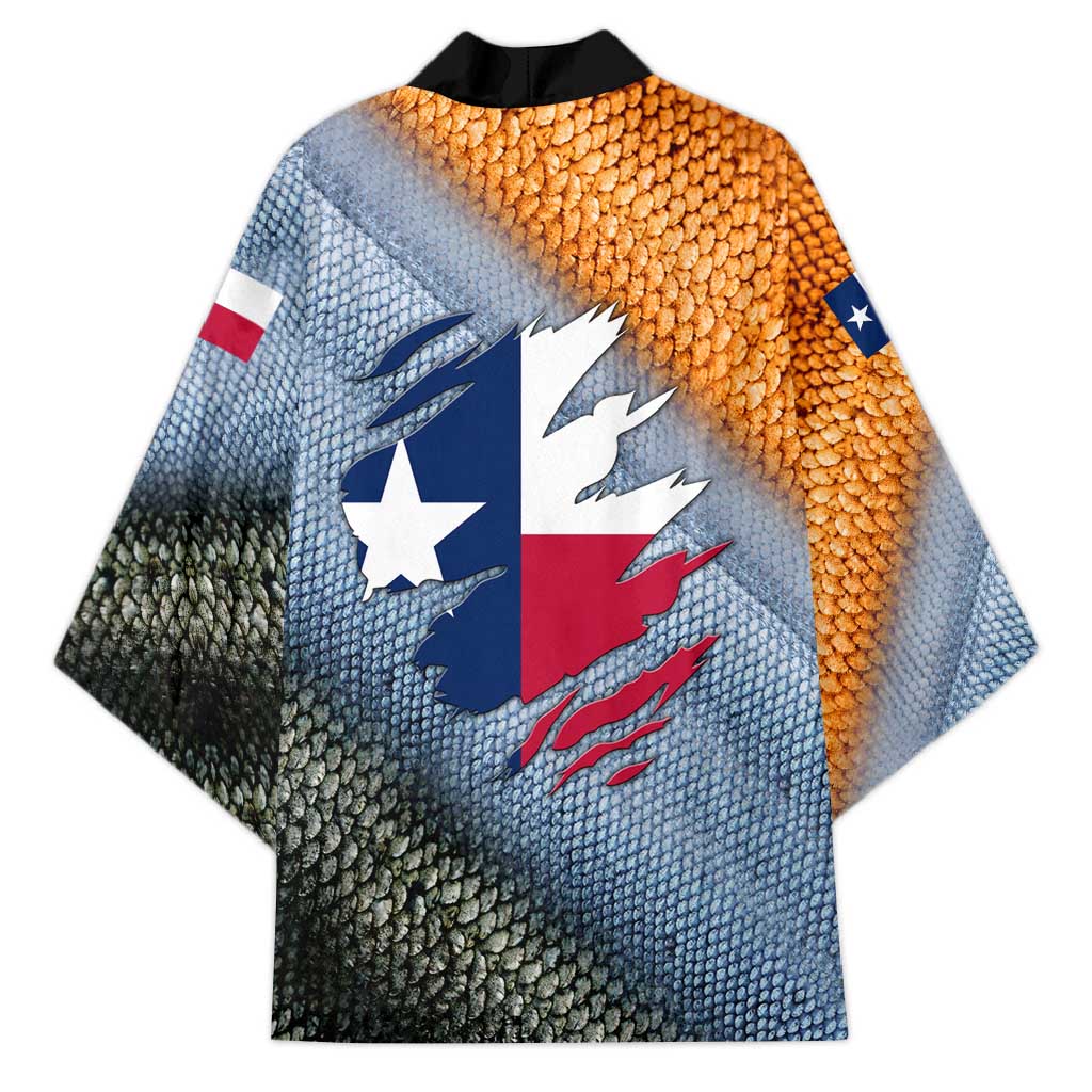 Custom Texas Flag Kimono with Ripped Effect and Fish Scale Pattern - Wonder Print Shop