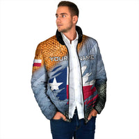 Custom Texas Flag Padded Jacket with Ripped Effect and Fish Scale Pattern - Wonder Print Shop