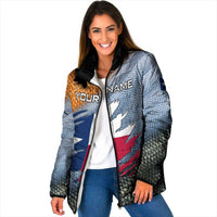 Custom Texas Flag Padded Jacket with Ripped Effect and Fish Scale Pattern - Wonder Print Shop