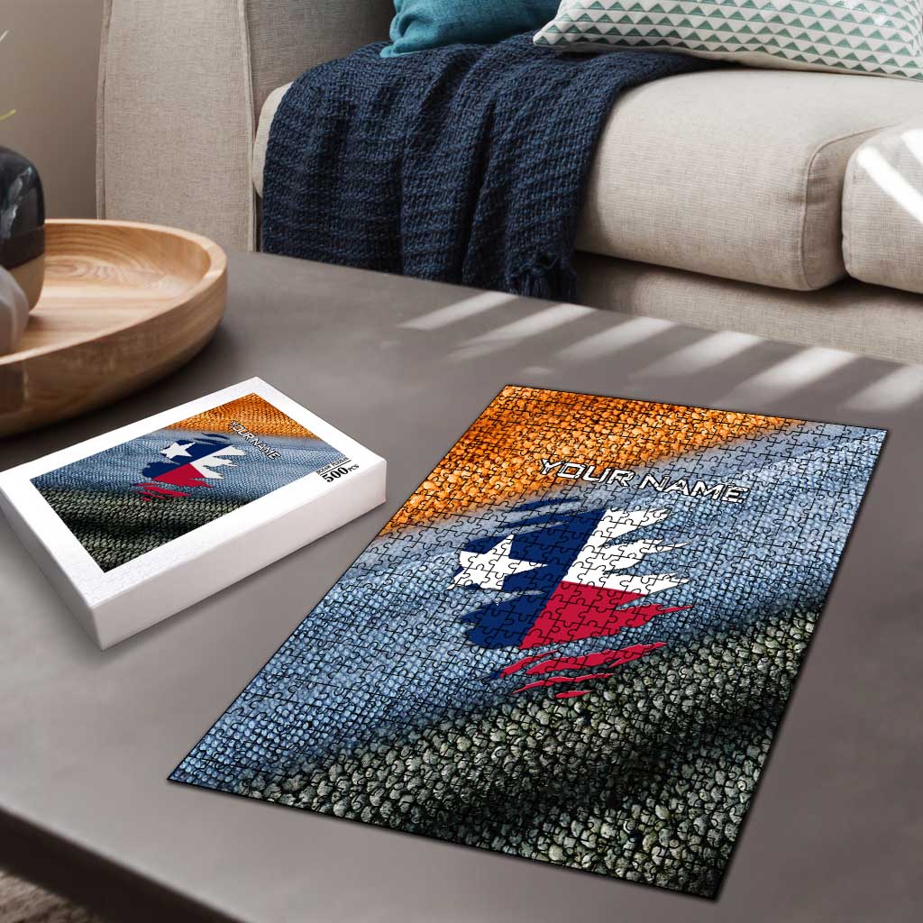 Custom Texas Flag Puzzle with Ripped Effect and Fish Scale Pattern - Wonder Print Shop