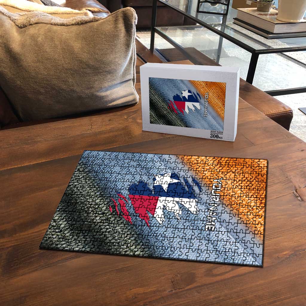 Custom Texas Flag Puzzle with Ripped Effect and Fish Scale Pattern - Wonder Print Shop