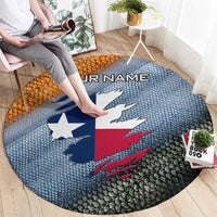 Custom Texas Flag Round Carpet with Ripped Effect and Fish Scale Pattern - Wonder Print Shop