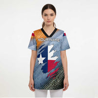 Custom Texas Flag Scrub Top with Ripped Effect and Fish Scale Pattern - Wonder Print Shop