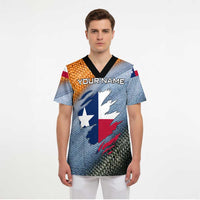 Custom Texas Flag Scrub Top with Ripped Effect and Fish Scale Pattern - Wonder Print Shop
