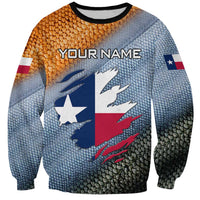 Custom Texas Flag Sweatshirt with Ripped Effect and Fish Scale Pattern - Wonder Print Shop