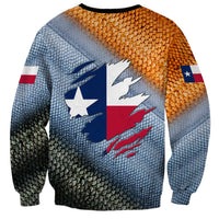 Custom Texas Flag Sweatshirt with Ripped Effect and Fish Scale Pattern - Wonder Print Shop
