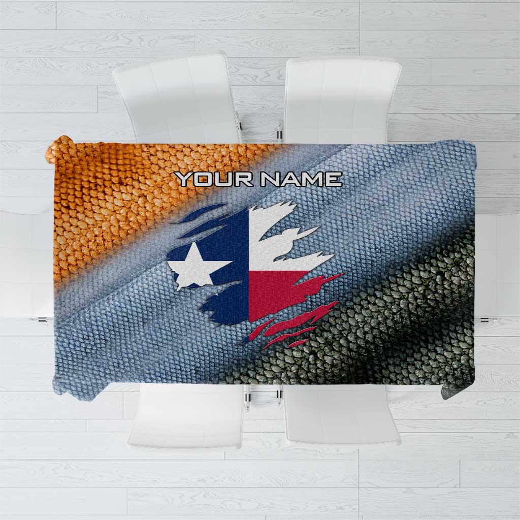 Custom Texas Flag Tablecloth with Ripped Effect and Fish Scale Pattern - Wonder Print Shop