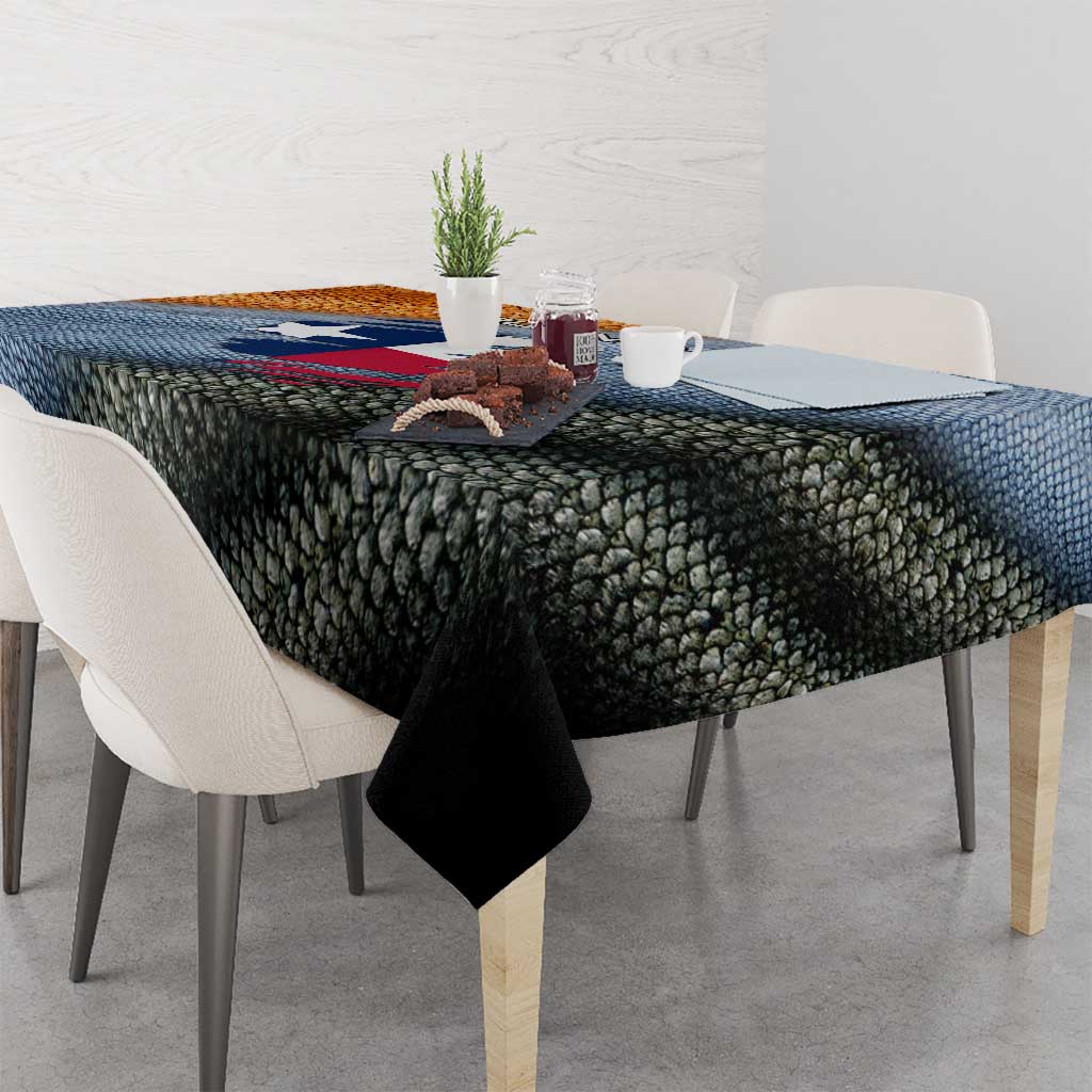 Custom Texas Flag Tablecloth with Ripped Effect and Fish Scale Pattern - Wonder Print Shop