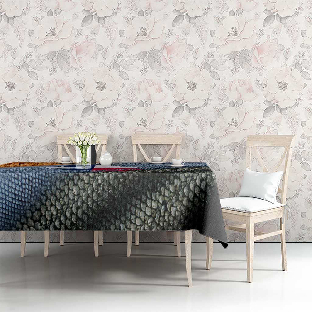 Custom Texas Flag Tablecloth with Ripped Effect and Fish Scale Pattern - Wonder Print Shop