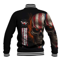 Custom American Flag Skull Baseball Jacket with Bowling Pins Flame Effect and Grunge Pattern - Wonder Print Shop
