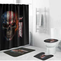 Custom American Flag Skull Bathroom Set with Bowling Pins Flame Effect and Grunge Pattern - Wonder Print Shop