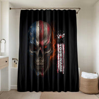 Custom American Flag Skull Bathroom Set with Bowling Pins Flame Effect and Grunge Pattern - Wonder Print Shop