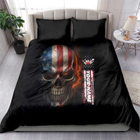 Custom American Flag Skull Bedding Set with Bowling Pins Flame Effect and Grunge Pattern - Wonder Print Shop