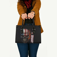 Custom American Flag Skull Leather Bag with Bowling Pins Flame Effect and Grunge Pattern - Wonder Print Shop