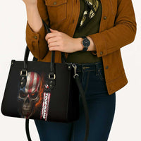Custom American Flag Skull Leather Bag with Bowling Pins Flame Effect and Grunge Pattern - Wonder Print Shop