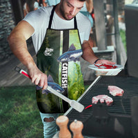 Catfish Fishing Apron with Underwater River Scene and Green Aquatic Pattern - Wonder Print Shop
