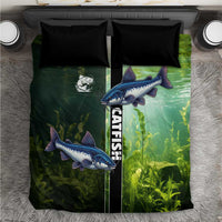 Catfish Fishing Bedding Set with Underwater River Scene and Green Aquatic Pattern - Wonder Print Shop